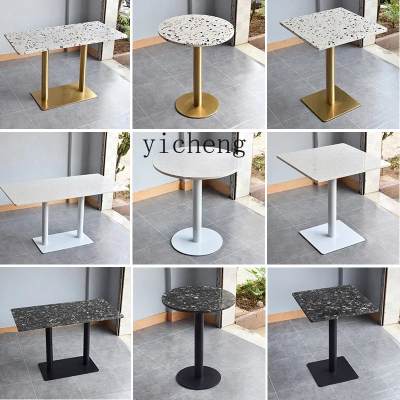 ZZf Terrazzo Dining Table Milk Tea Shop Dessert Shop Cafe Conference Table Commercial Restaurant Table
