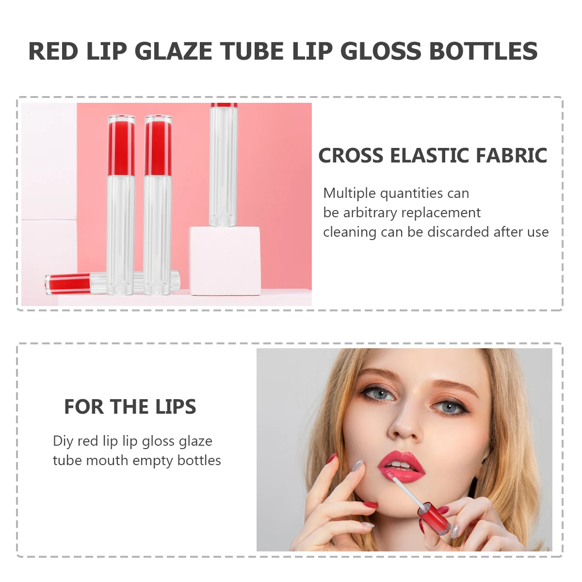 

10 Pcs Gloss Tubes Empty Bottles Red Containers Lip Gloss Bottles Travel Size Lightweight Portable Makeup Accessories