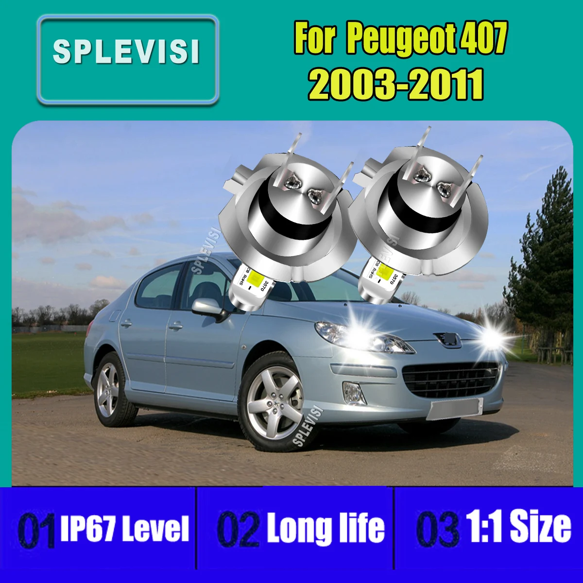 

Светодиодная лампа белой фары H7 с низким оглядом 6063, авиационный алюминий для Peugeot 407 2003 2004 2005 2006 2007 2008 2009 2010 2011