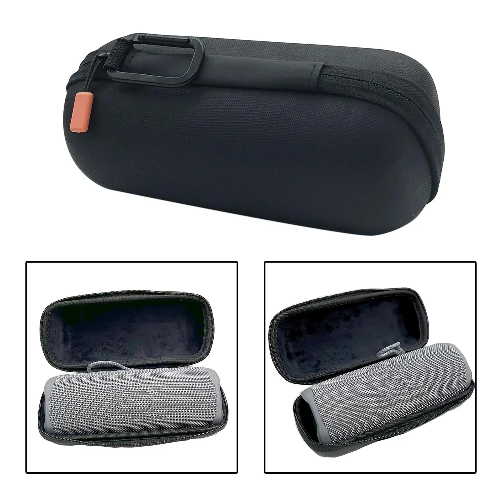 

Zippered Hard Travel Case, Shock Anti Scratch W/Carabiner Storage Bag for Speaker