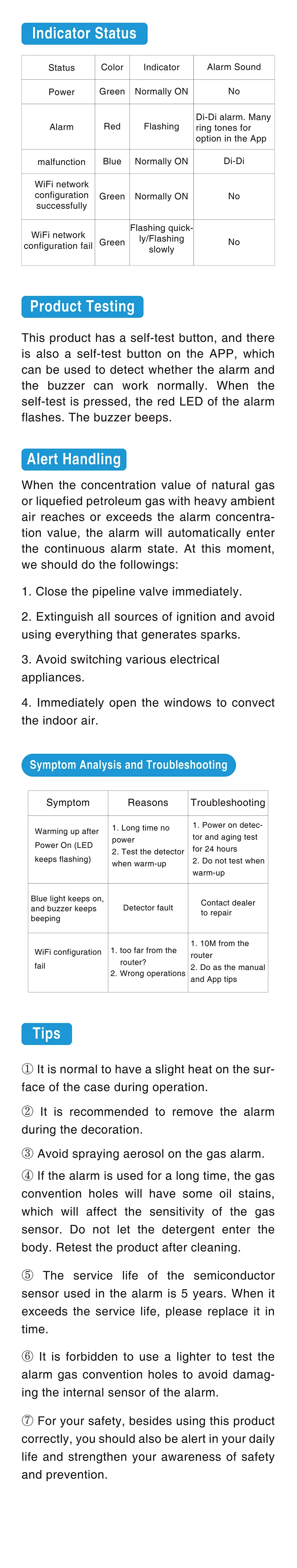 Tuya Smart Home Wifi Natural Gas Sensor Combustible Household Smart LPG Gas Leakage Alarm Detector Fire Security Protection