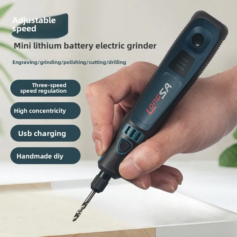 Conjunto de moagem elétrica recarregável USB, máquina de moagem elétrica de gravação de jade, mini, pequena caneta de moagem elétrica.