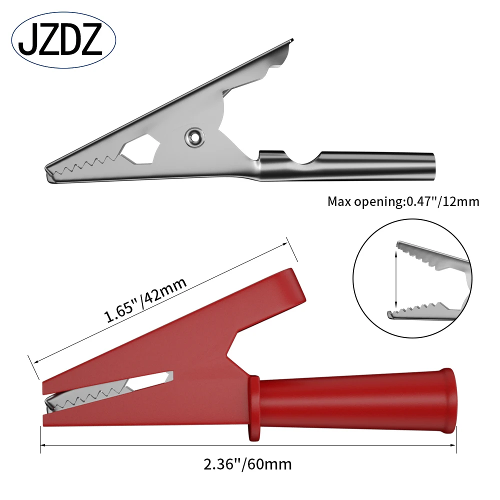 JZDZ 5pcs Full Insulated Alligator Clips Test Leads Jumper Wire Electrical Test Cable Flexible safety Copper Line J.70036QHT