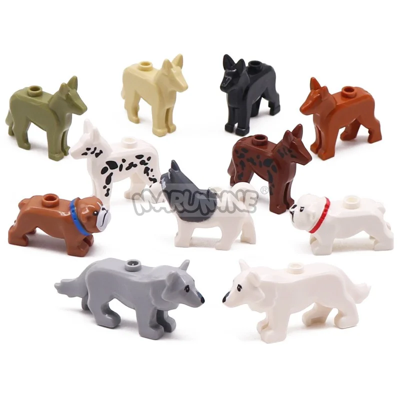 Marumine MOC Building Blocks Dogs Wolf Printing City Street View Brick Parts Accessories Compatible 65388 6649 48812 92586 48812