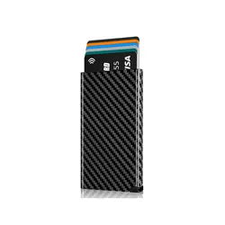 Carbon Fiber Faraday RFID Signal Blocking Card Wallet Pop Up Cards for Men Minimalist Credit Card Holder,Slim Card Holder Wallet