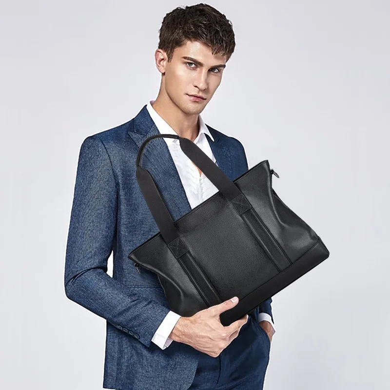 New Fashion Briefcase Business Casual Genuine Messenger Luxury Leather Bag Men Bags Layer Cowhide Bag Lightweight Men's Handbag