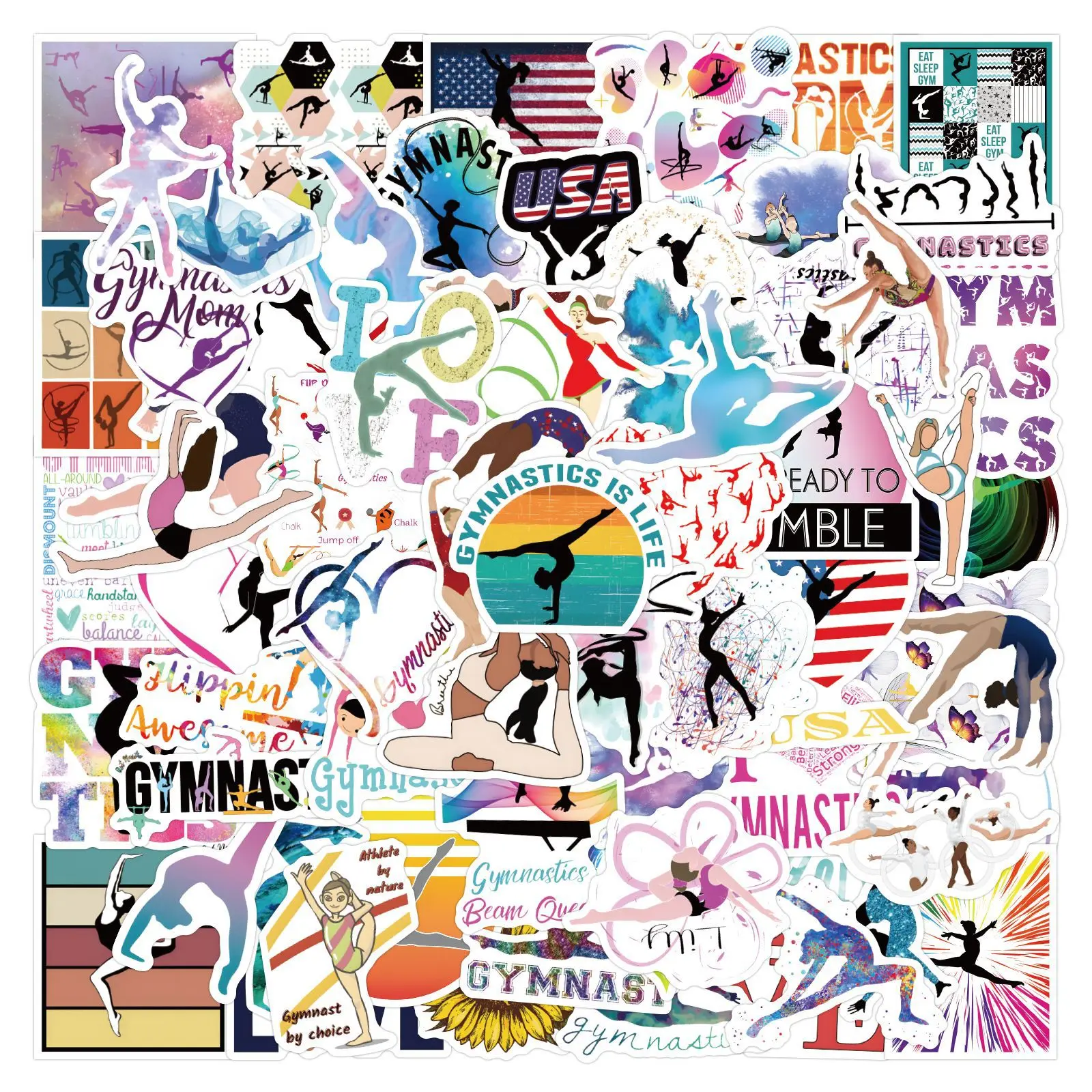 

55/110PCS Gymnastics Cartoon Gymnastics Action Doodle Decorative Laptop Guitar iPad Skateboard Waterproof Stickers Childrens Toy