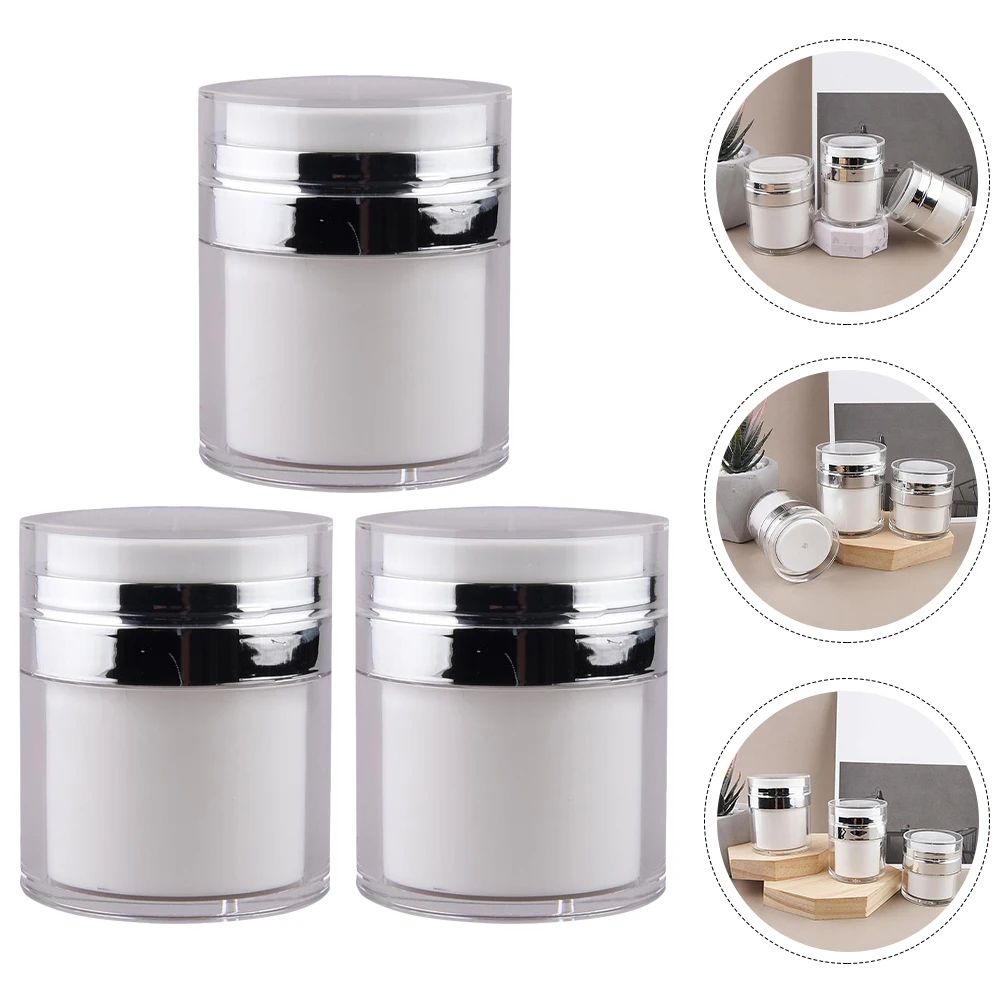 

3 Pcs Pump Bottle Cream Travel Portable Toiletries Container Pp Bottles Empty Airless Jar
