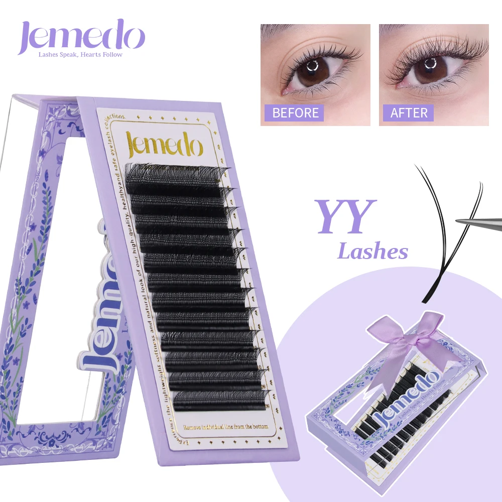 

JEMEDO YY Eyelashes Extension C/D/M(LU) Premade Volume Lashes Extension YY-Shape Faux Mink Natural Split Tips For Beauty Makeup