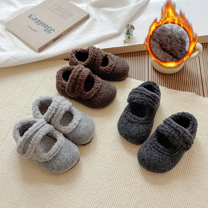 

2025 New High Quality Children Fur Shoes Winter Kids Warm Plush Shoes for Girl Flat Loafers Girls Casual Shoes Детская Обувь