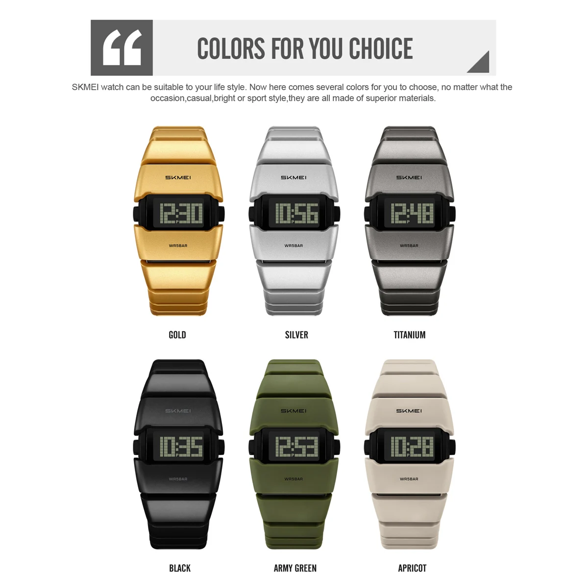SKMEI 2710 New Sport Unique Dial Design Men's Electronic Watch Waterproof Luminous Timing Classic Digital Watch Reloj Hombre view 6