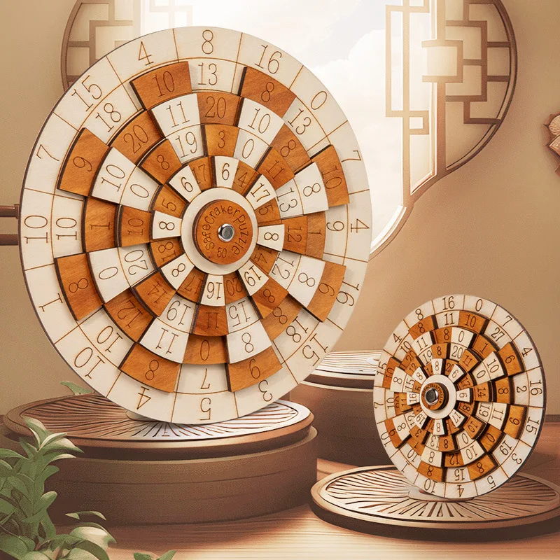 Safecracker 50 Wooden Math Brain Teaser Puzzle Logic Game for Teens Adults Difficult