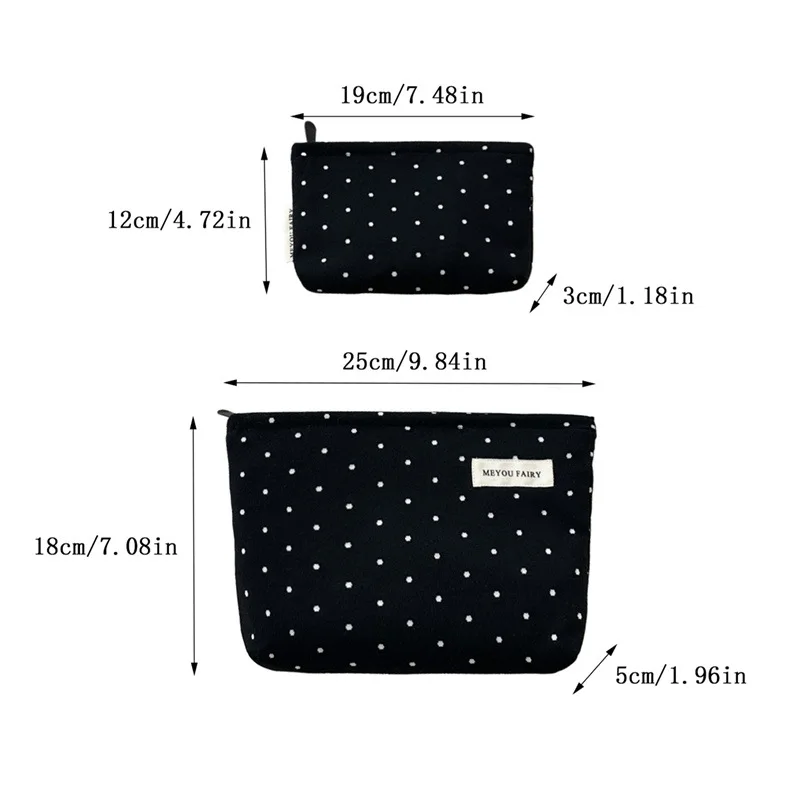 Große Jacquard-Kosmetiktasche mit Polka-Dot-Muster für Damen, Modische Reise-Toilettentasche, Eleganter Niedlicher Kosmetik-Organizer – Detail 1