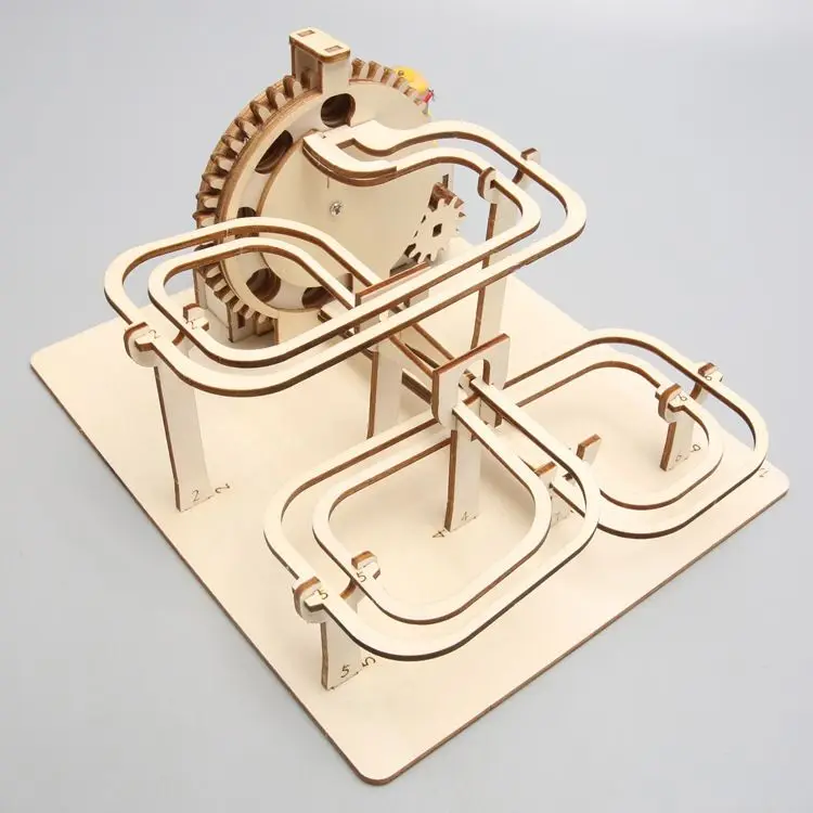 Wooden Three-dimensional Puzzle Mechanical Track Ball DIY Intellectual Development Assembly Model Scientific Experiment Toy