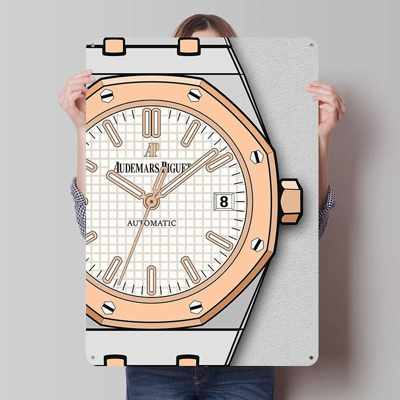 Roségold Royal Oak Zeitmesser-Poster, personalisierte Vintage-Metallschilder, Wandkunst, Retro-Blechschild für Raumdekorationen, Bar-Accessoires