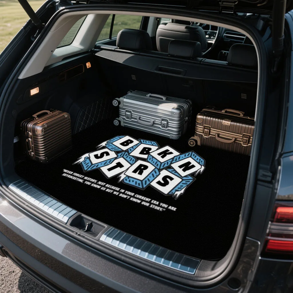 A Minimalist Lettered Mahjong Block Style Design For A Car Trunk Mat - Suitable For Most Vehicles, Durable And Easy To Clean, En