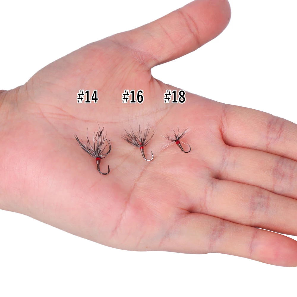 6 Stück 14 # 16 # 18 # Tenkara Fliegen Kebari Reverse Hackle Trockenfliege mit Widerhaken für Lachs, Steelhead und Forellen – Fliegenfischen Köder – Detail 6