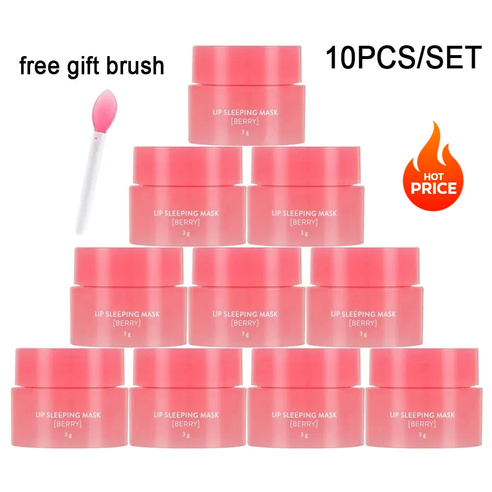 

10PCS Korean Berry Lip Sleeping Mask Night Sleep Moisturizing Fade Lip Lines Nourishing Lip Balm