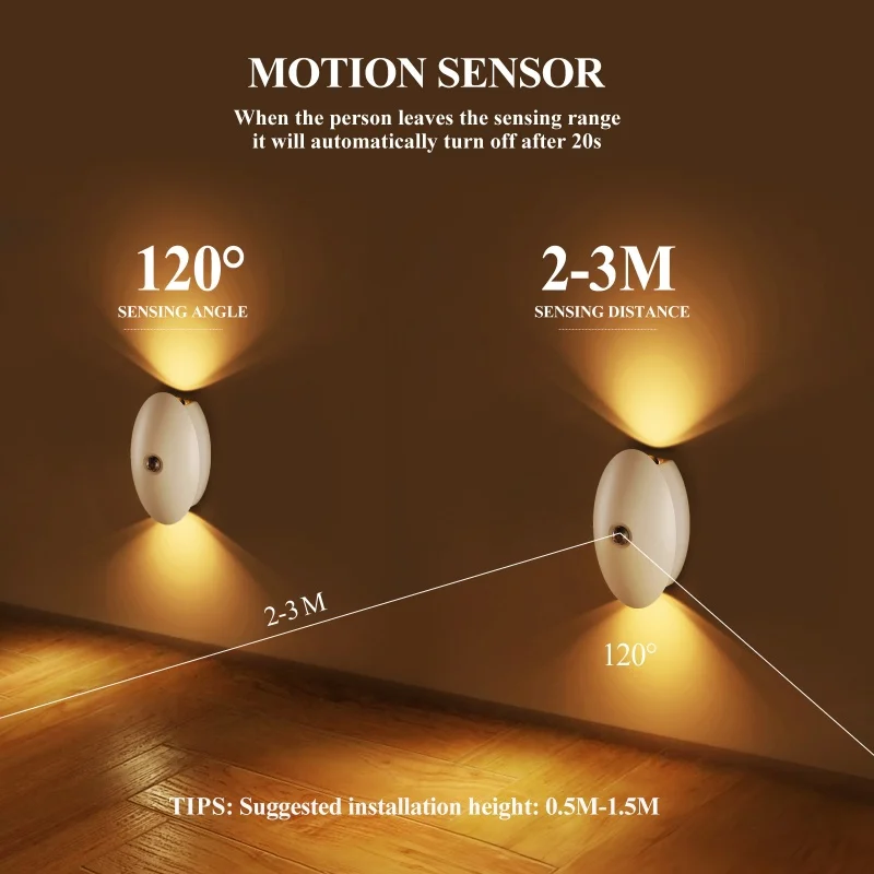 Modern and minimalist staircase wall light, human body sensing LED charging wireless hole free wall light fixture
