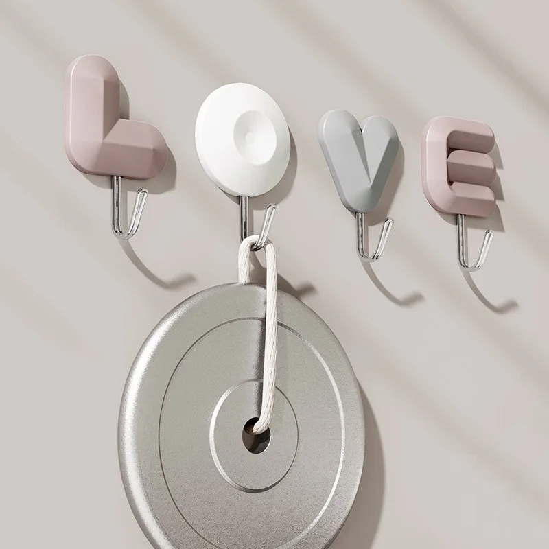 Light Luxury LOVE Plastic Letter Hook Creative Punch Free Dormitory Bedroom Bathroom Kitchen Door Behind the Wall Sticky Hook