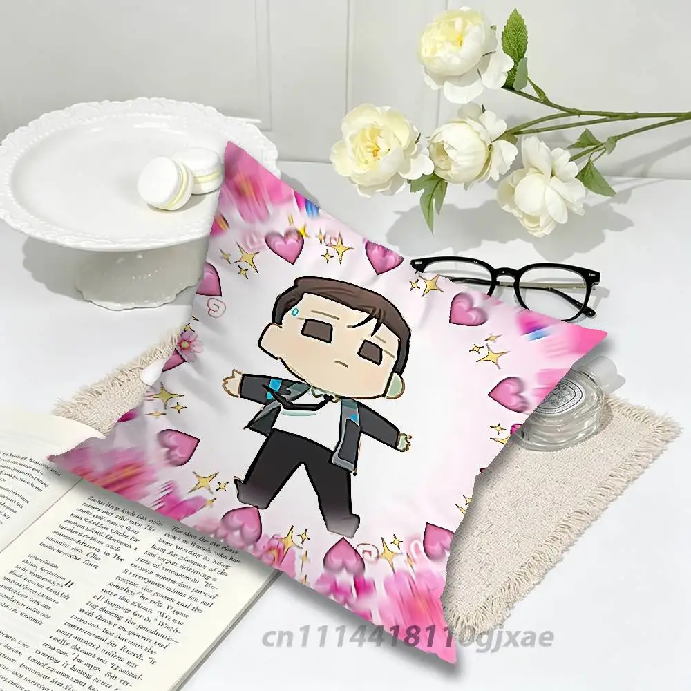 Hank and Connor Hug D-Detroit Pillow for Sofa Seat Chair Decorative/Modern Home Decor Print Throw Cushion