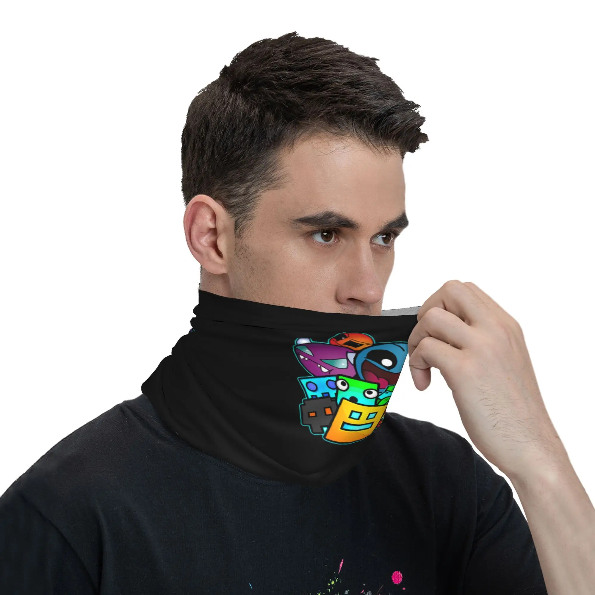 geometry dash old school gaming Bandana Neck Cover Printed Mask Scarf Multifunction Face Mask Riding Unisex Adult All Season