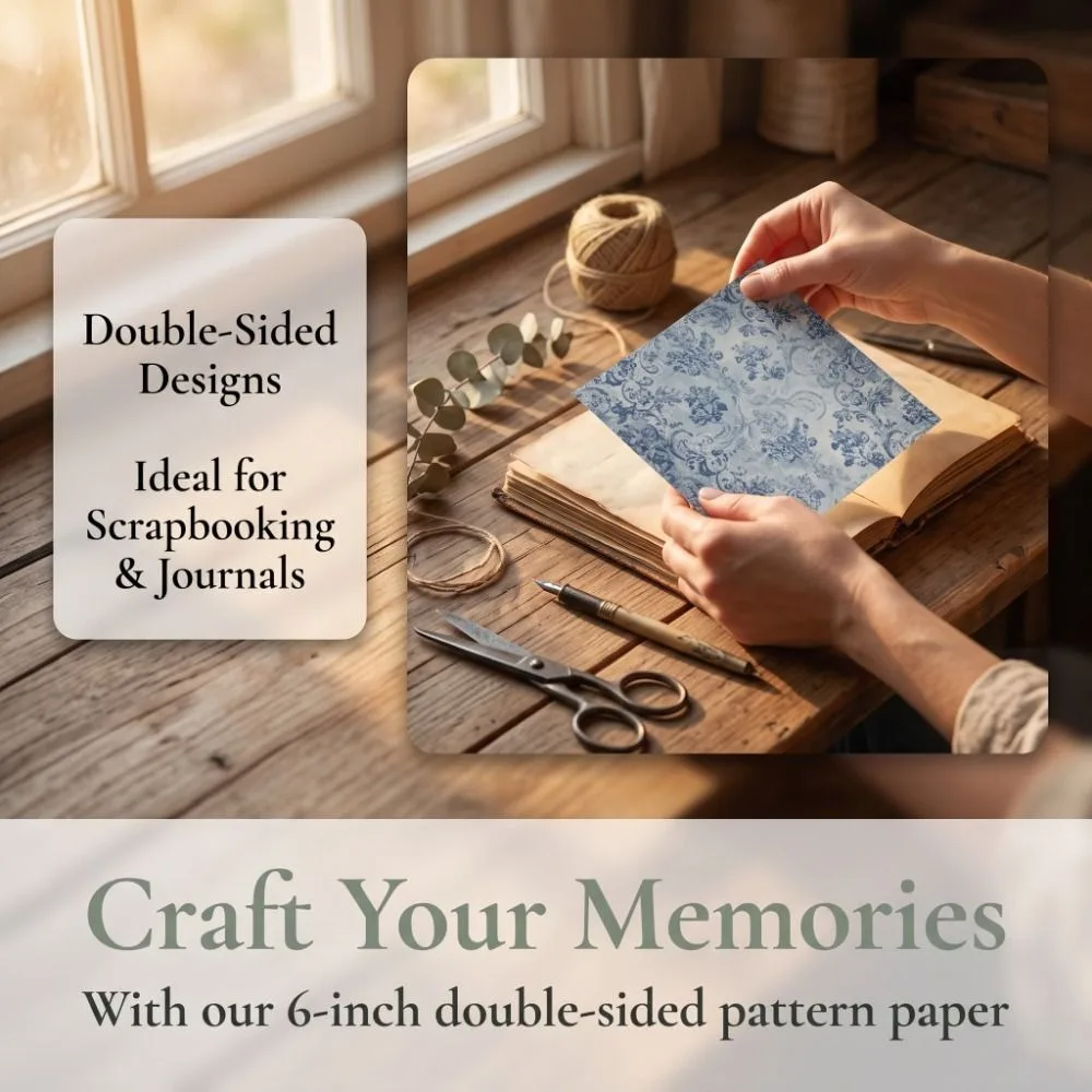24Sheets 6 Inch Scrapbook Paper Double Sided Floral Pattern Decorative Paper Acid-Free Vintage Background Paper Collage Making