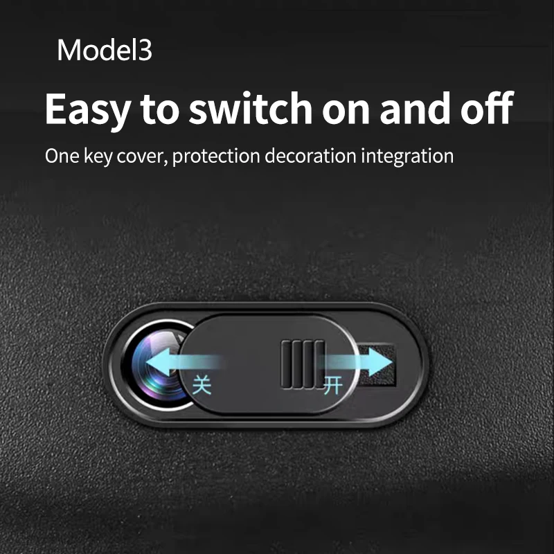 Push-Pull Privacy Lens Cover & Camera Protector Sticker for Tesla 2020-2024 Model 3 – Sliding Shutter Guard