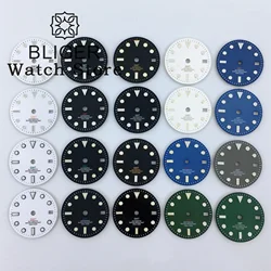 BLIGER 29mm NH34 NH35 Watch Dial Black White blue Dial Green Blue Red Orange GMT Mark Fit GMT NH34 NH35 Movement Green Luminous