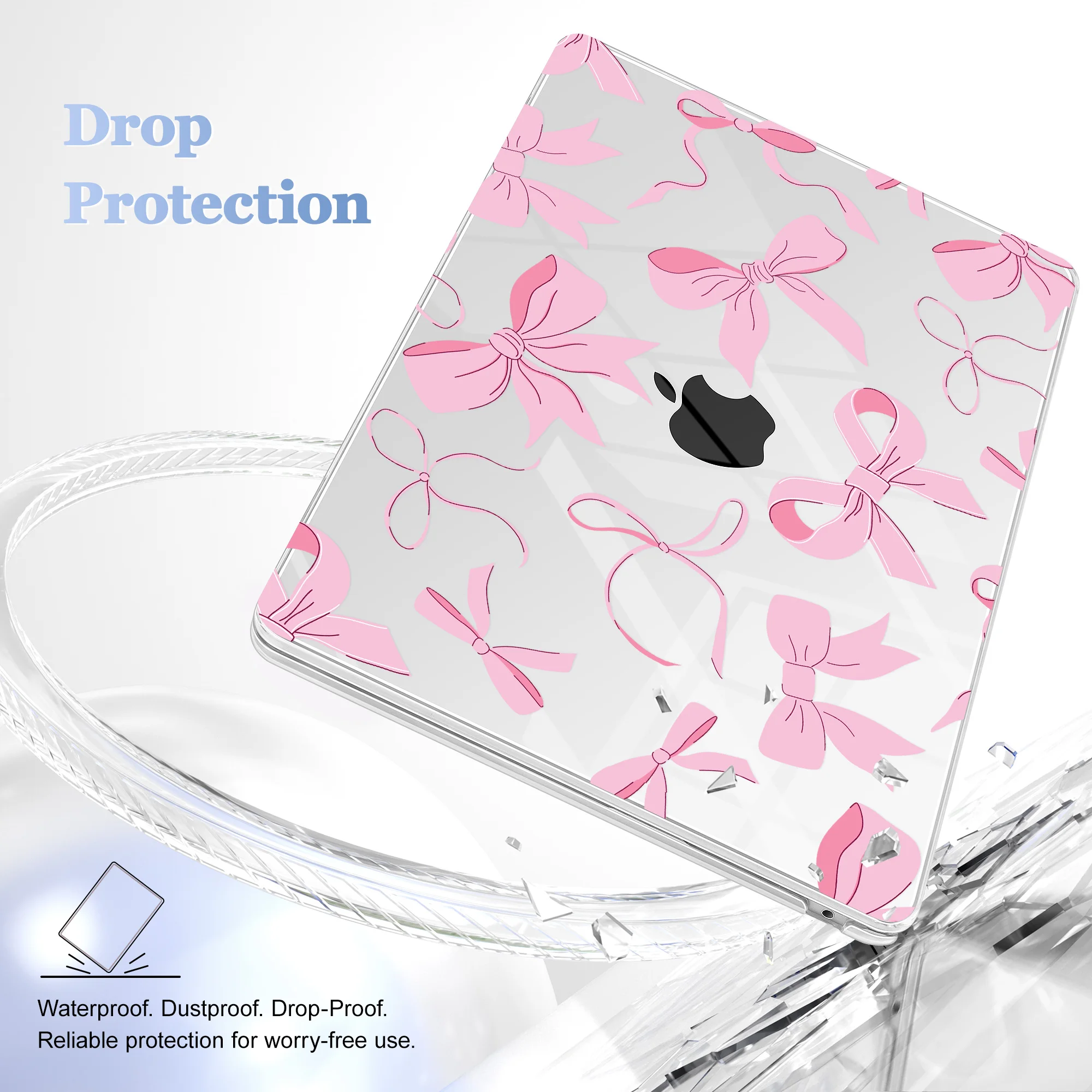 الوردي كريستال القوس طباعة غطاء واقٍ مزخرف لهاتف آيفون لماك بوك حافظة M4 الشبكية الهواء 13 A3240 A3113 A2681 M2 M3 M1 A2337 Air A2179 13.3 بوصة برو 14 16