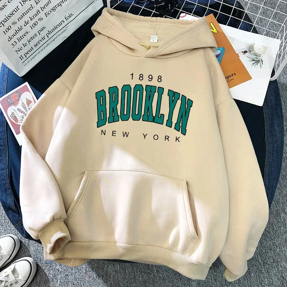 Brooklyn Letter พิมพ์เสื้อกันหนาวแฟชั่น Hoodie เด็ก Hip Hop Street สุภาพสตรี New York ฤดูใบไม้ร่วงเสื้อผ้า Hoodie สําหรับผู้หญิง