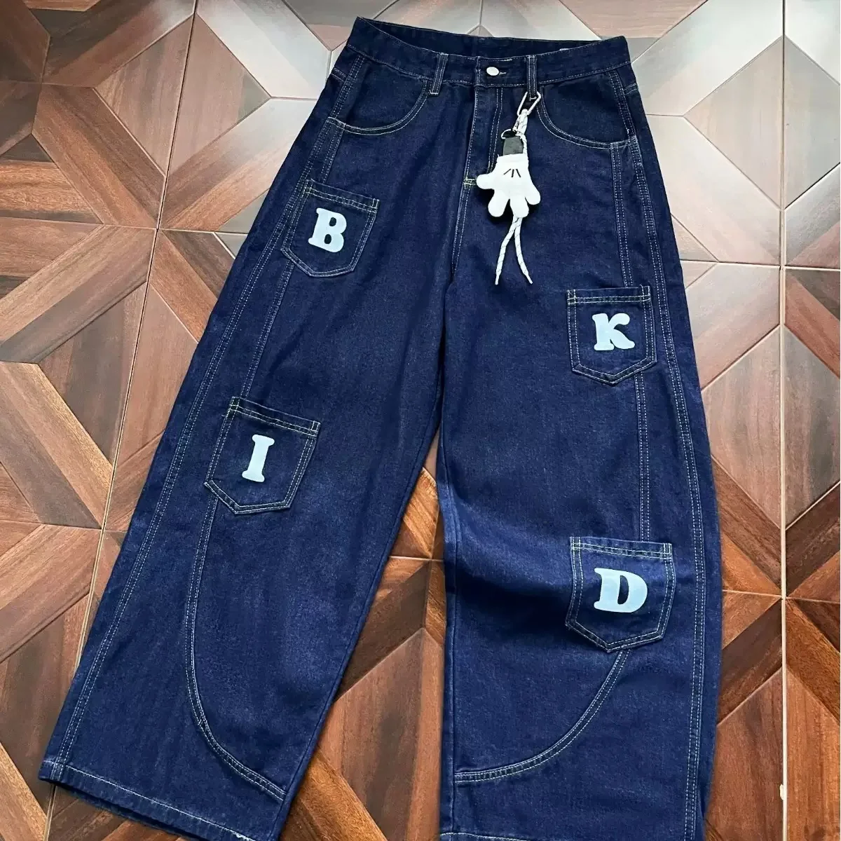 Autumn and Spring Style Trendy American Vintage Multi-pocket Workwear Denim Pants for Men Casual Loose Sports Plus Size Trousers