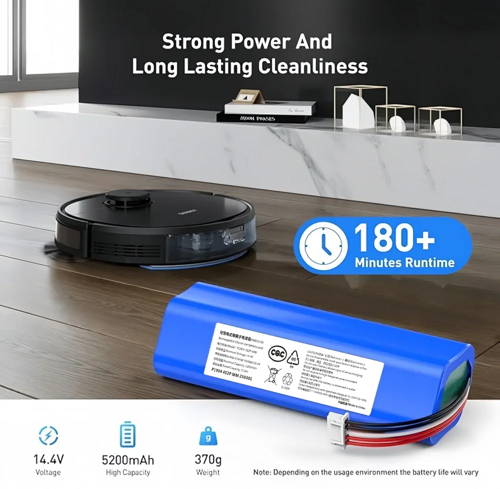 S10-Li-144-5200 14.4V 5200mAh Replacement Battery for Ecovacs Deebot Home Robot T5 T8+ T10 T20 Omni X1 Ozmo 950 DX9G Vacuum.
