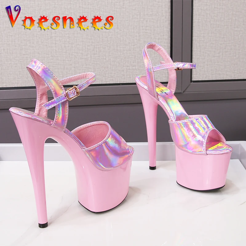 Pole Dance Shoes Women Sexy Show Sandals 15 17 20CM High Heels Bright Color Platform Sandals Girls Shoe for Party Club Heels