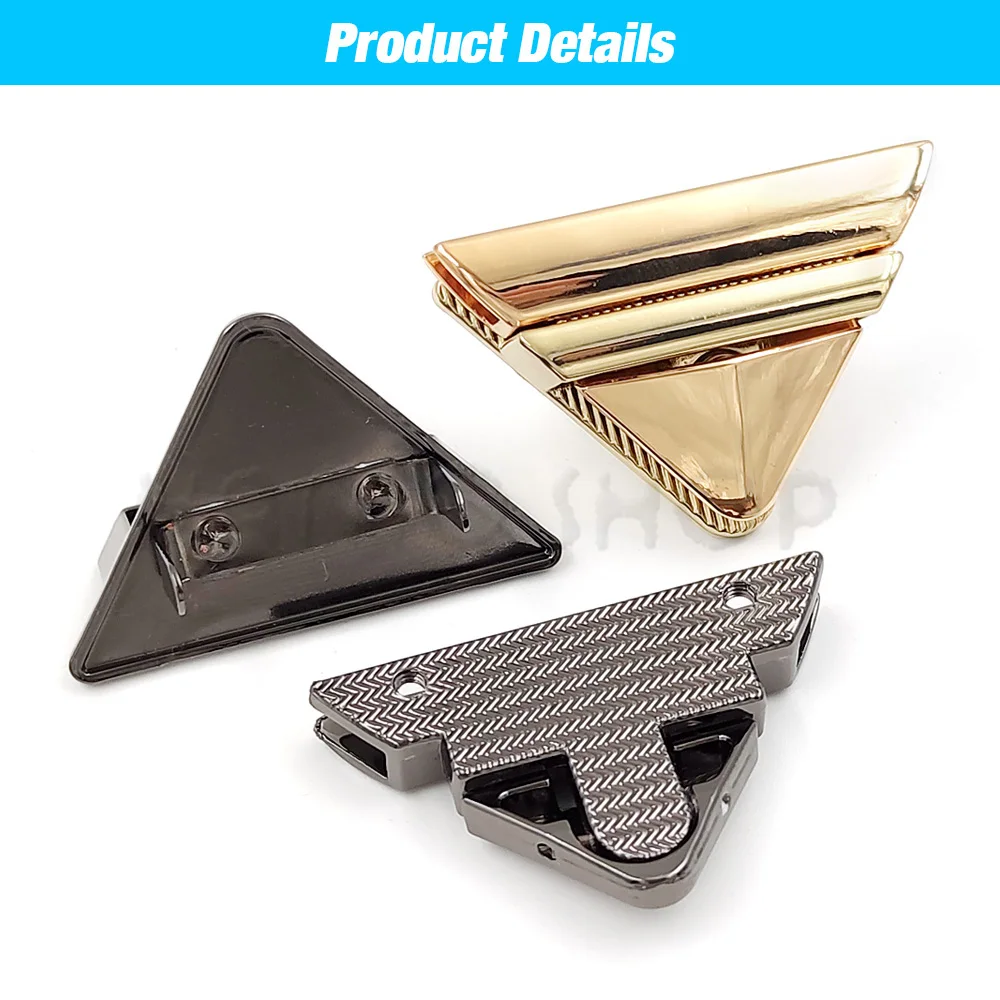 1 pçs de metal triângulo imprensa bloqueio moda interruptor bloqueio fecho couro artesanato bolsa bolsa bolsa ombro bolsa diy ferragem
