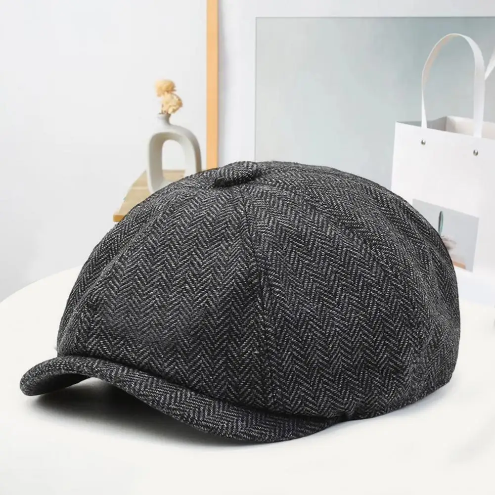 

Retro Newsboy Caps Men Octagonal Hats British Painters Hats Autumn Winter Berets Herringbone Flat Caps Hip Hop Berets