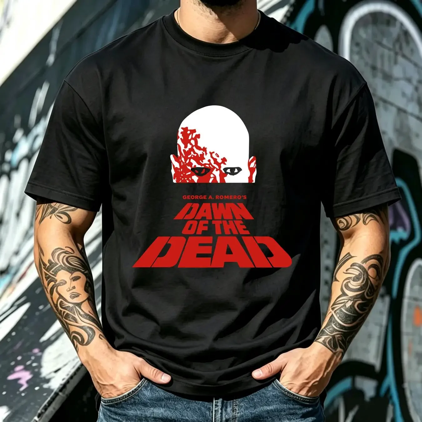 washed T Shirt Dawn of the Dead George A Romero 1978 HQ Retro Movie Print Heavyweight Crewneck long or short sleeves vintage