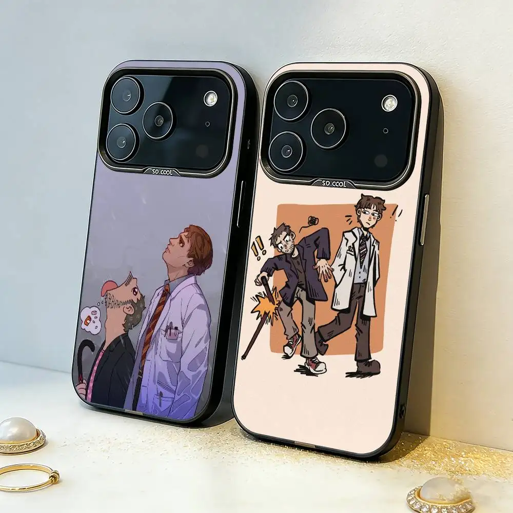 

W-Wilson and H-House Hilson Phone Case For iPhone17,16,15,14,13,12,11,Pro,MAX Gray Matte Silicone Black Cover