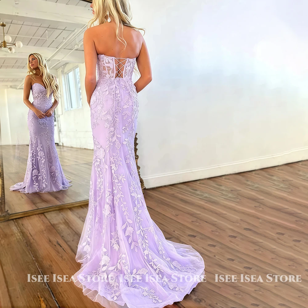 Exquisitos vestidos de noche lilas, vestidos de baile de sirena de encaje, vestidos de gala brillantes, románticos, ocasiones formales, vestido de graduación personalizado