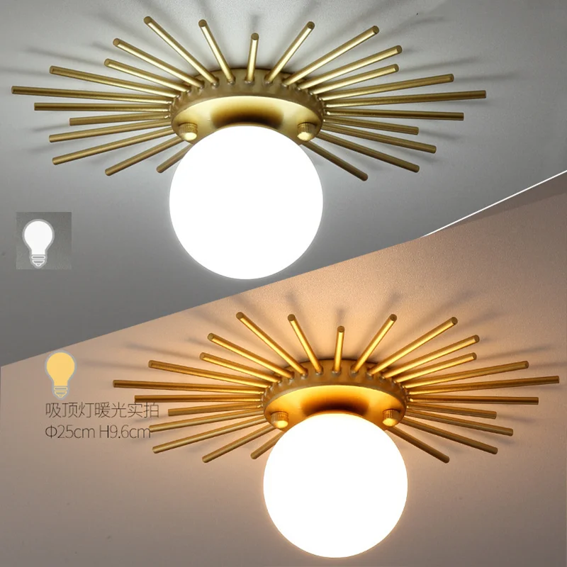 

Minimalism Sun Shape LED Gold Ceiling Light Living Room Corridor Aisle Hallway Balcony Aisle Lotus Leaf Shape Ceiling Lamp G9