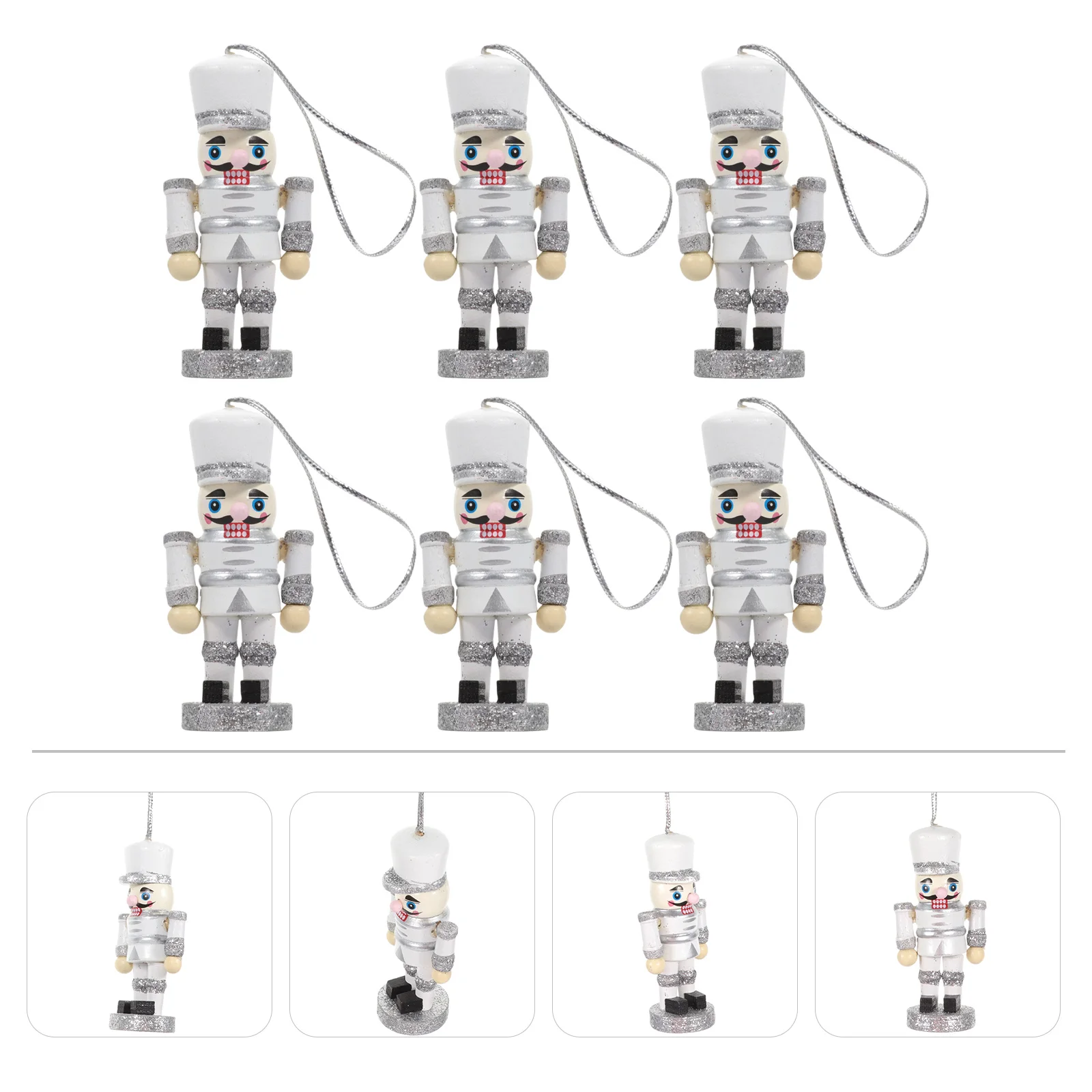 

6Pcs Nutcracker Soldier Painted Wooden Pendant Creative Christmas Tree Hanging Ornament Wall Table Indoor Outdoor Decor