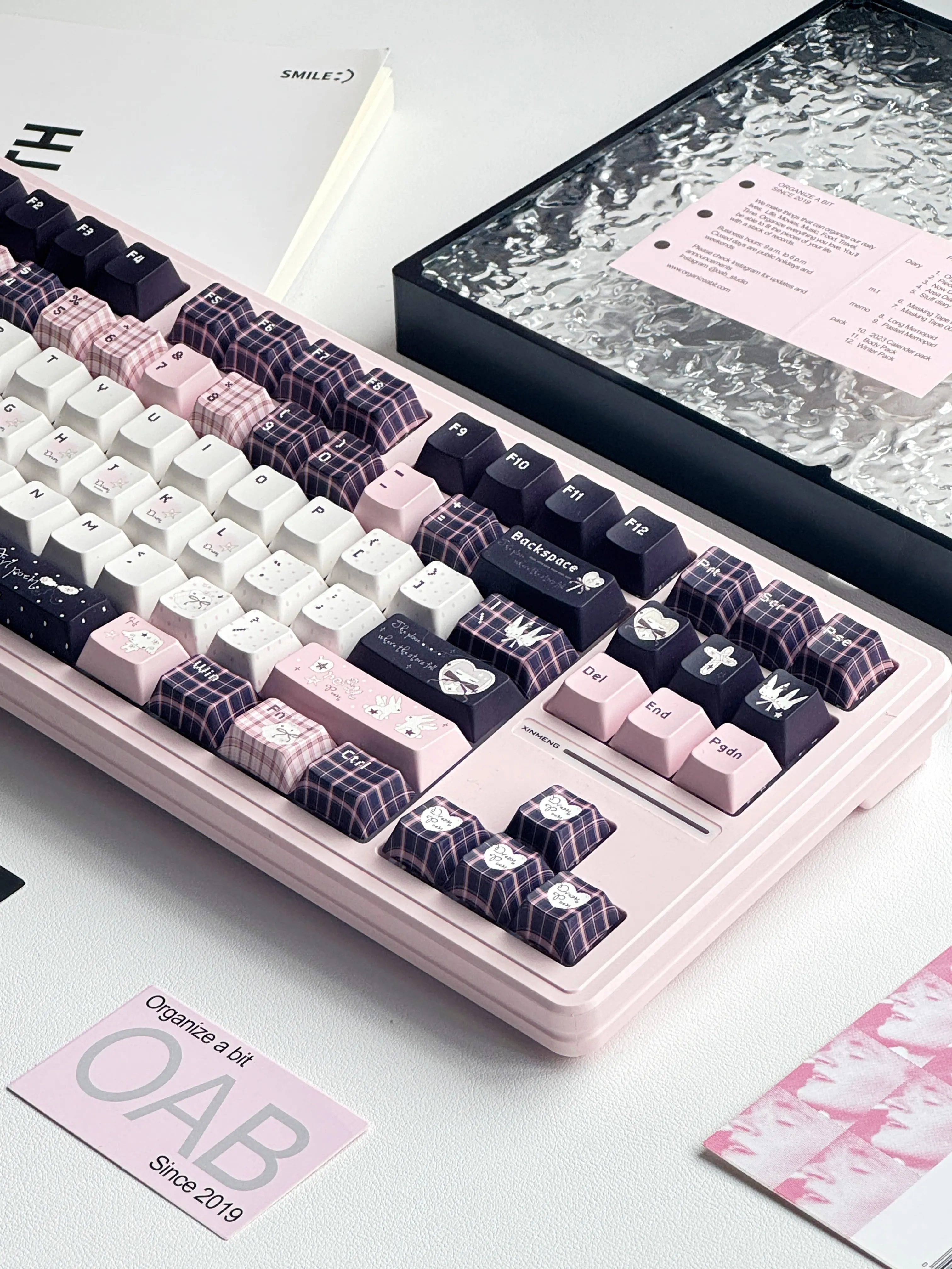 MAIMOOO Keycap Peach Rabbit Hime Black Pink Hand-painted Sub Series Cherry PBT Hot Sublimation PC Keyboard Keycaps Customization