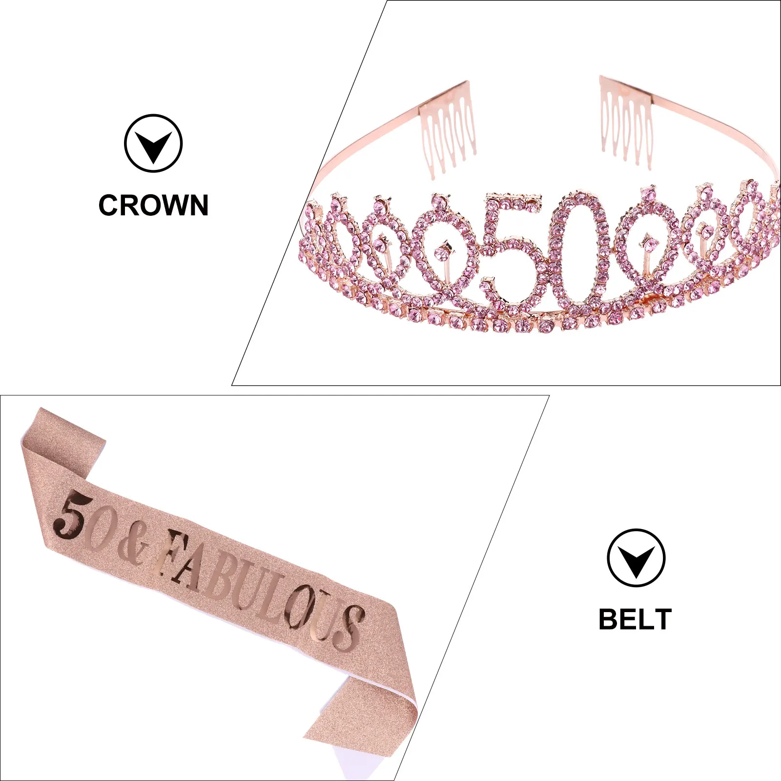

2pcs Set Birthday Printed Etiquette Belt Decoration Comfortable Fabric Crown Hair Comb Party Sash Crown Sash For Party Birthday