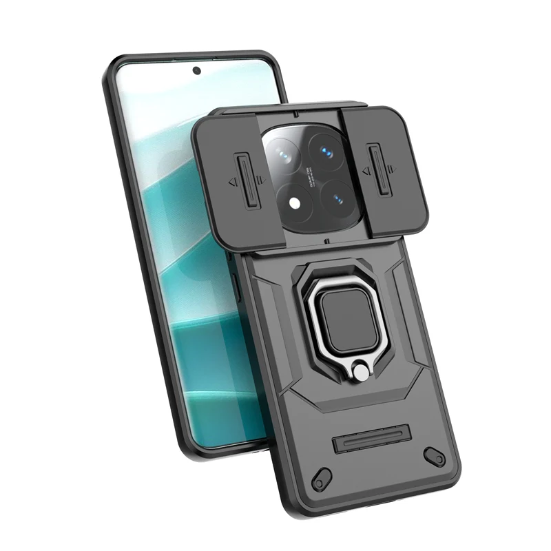 Funda de teléfono con soporte de anillo para Xiaomi Redmi Note 14 Pro Plus 5G China Celulares para Redmi Note 14 Ventana Deslizante чехол Funda