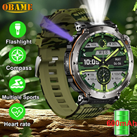 Military Grade New 1.7 inch Smart Watch 600 mAh Battery Outdoor Portable Flashlight Watches Waterproof Bluetooth Call Smartwatch