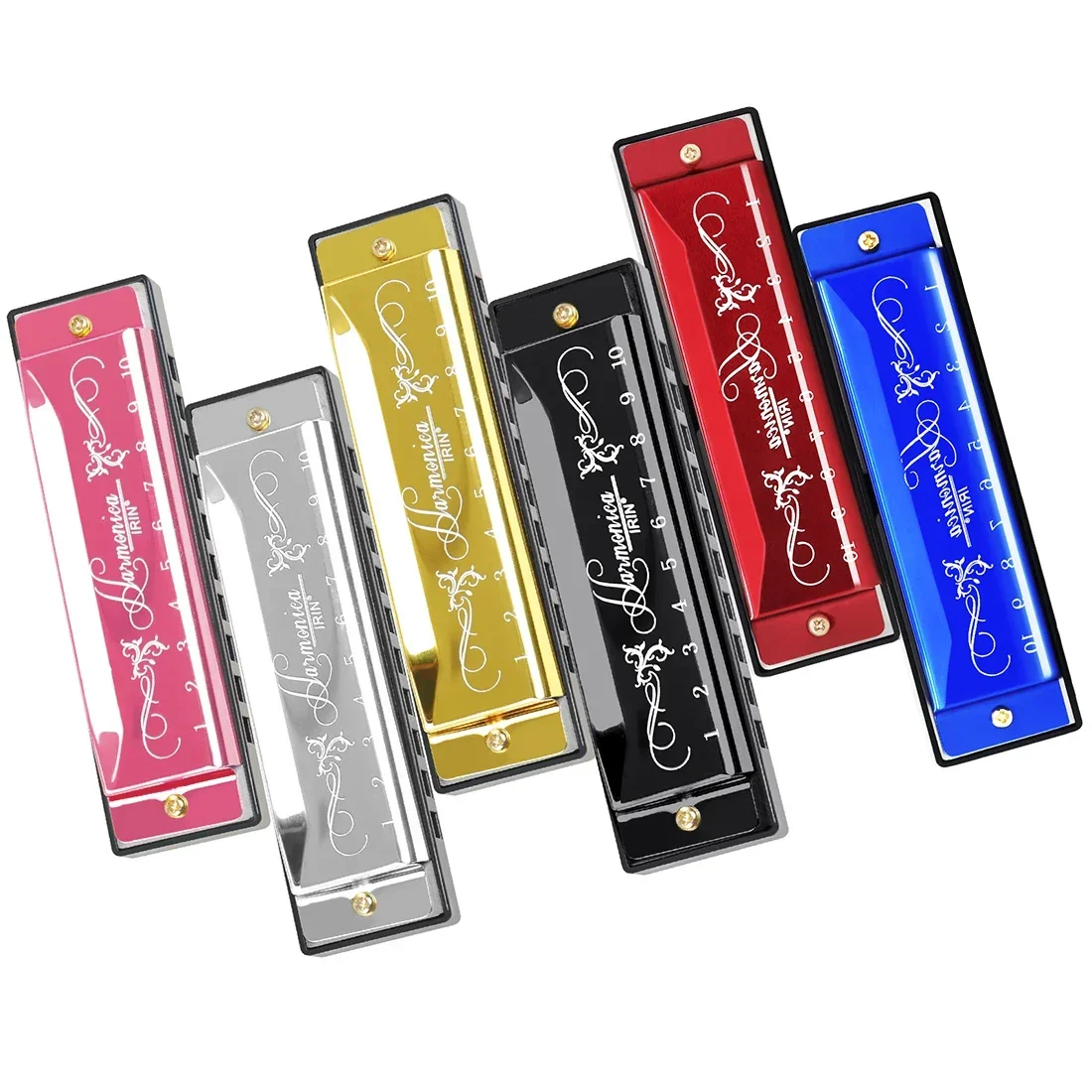 IRIN Mundharmonika, 10 Löcher, 20 Noten, Tonart C, Mundharmonika, buntes Metallgehäuse mit Verpackungsbox, pädagogisch für Anfänger, Mundharmonika – Detail 1