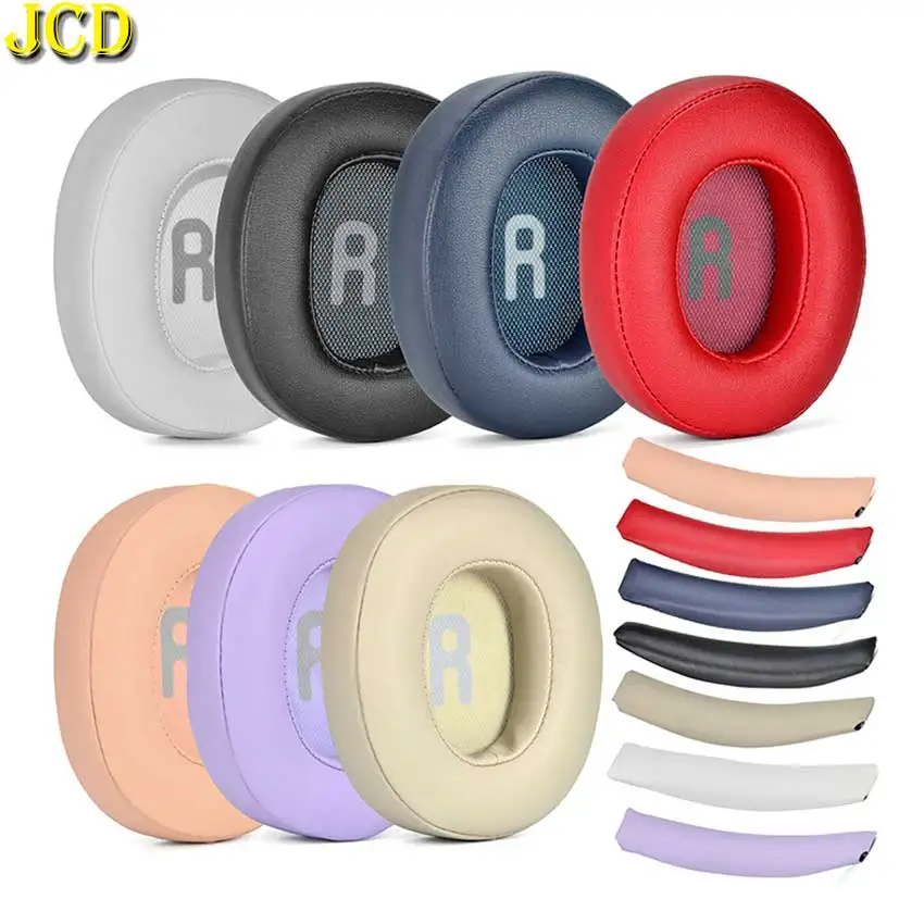 JCD 1 Paar Headset-Ohrpolster, Memory-Schaum-Kopf, Strahlhülsen, Protein-Leder-Reparaturteil für JBL Tune 700BT 710BT 700BTNC 750BT