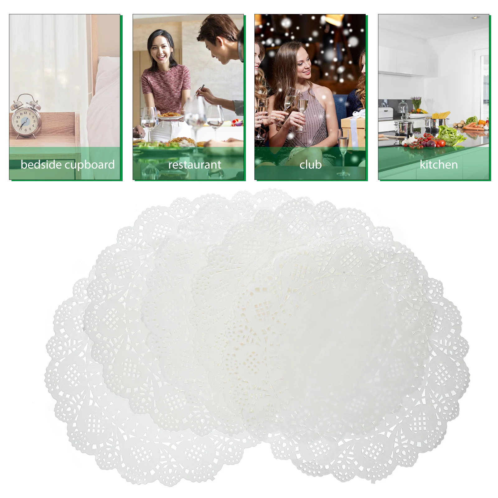 

140 Sheets Hollow Cake Pad Paper Dessert Doilies Absorbing Round Lace Greaseproof for Fried Food Mat