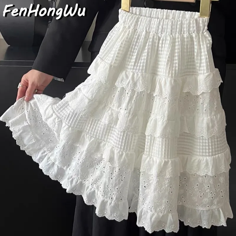 女の赤ちゃんハーフスカート春韓国スタイル女の子ハイウエスト A ライン白子供ミッドレングススカート