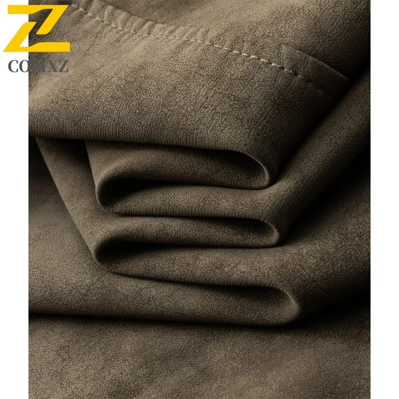 COMXZ European American Leather Jackets Paired with Retro Tie-dyed Washed Matte Finish Are Fashionable Trendy High-end Jackets